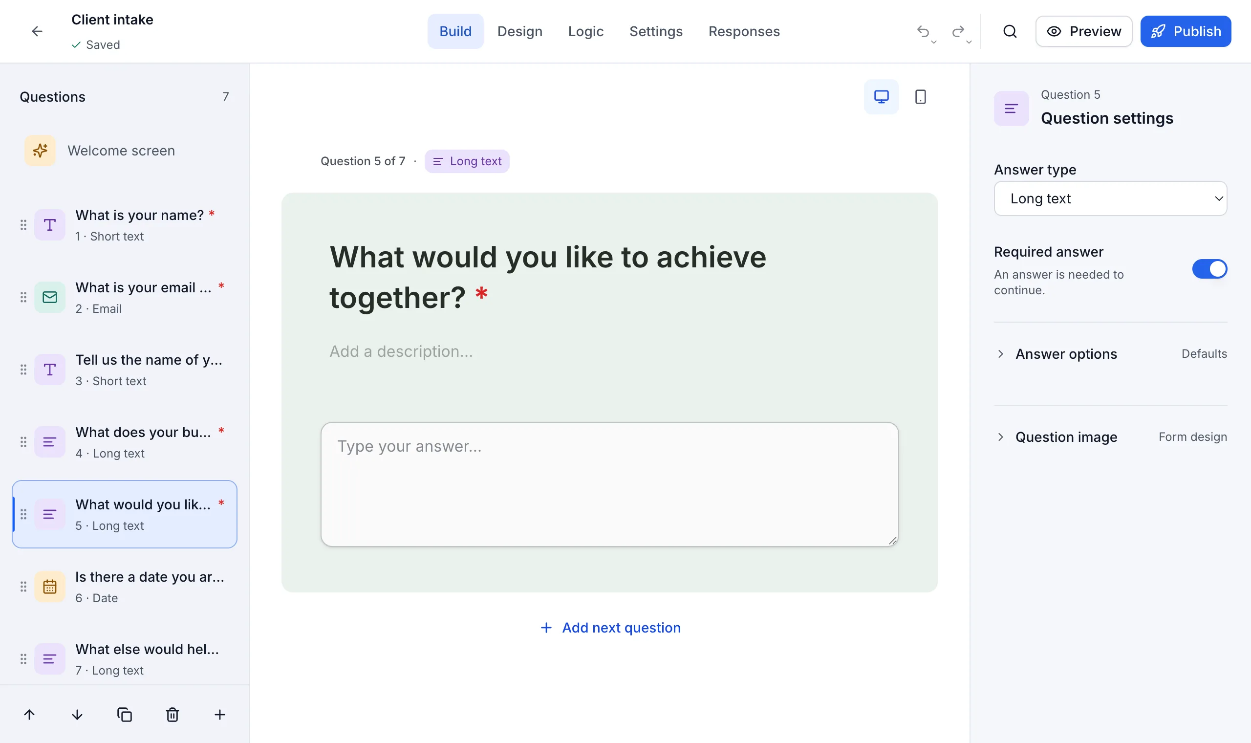 The Client intake draft in the trulyform editor, created by ChatGPT